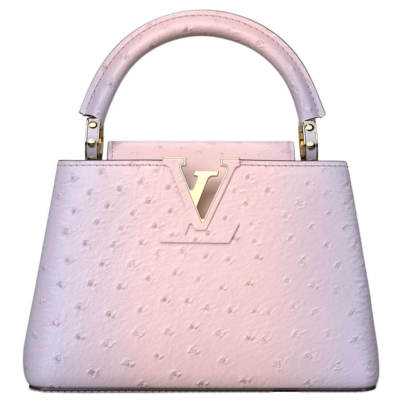 LOUIS VUITTON Capucines Ostrich Leather Capusin Shoulder Crossbody Handbag Mini Women's Purple & Pink