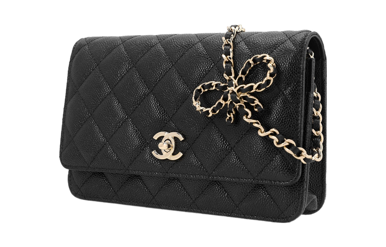 CHANEL Grained Calfskin Shoulder Bag Crossbody Bag Wallet Women's Black