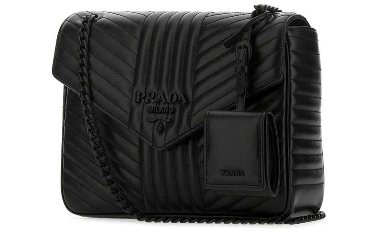 PRADA Calfskin Shoulder Bag Women's Black