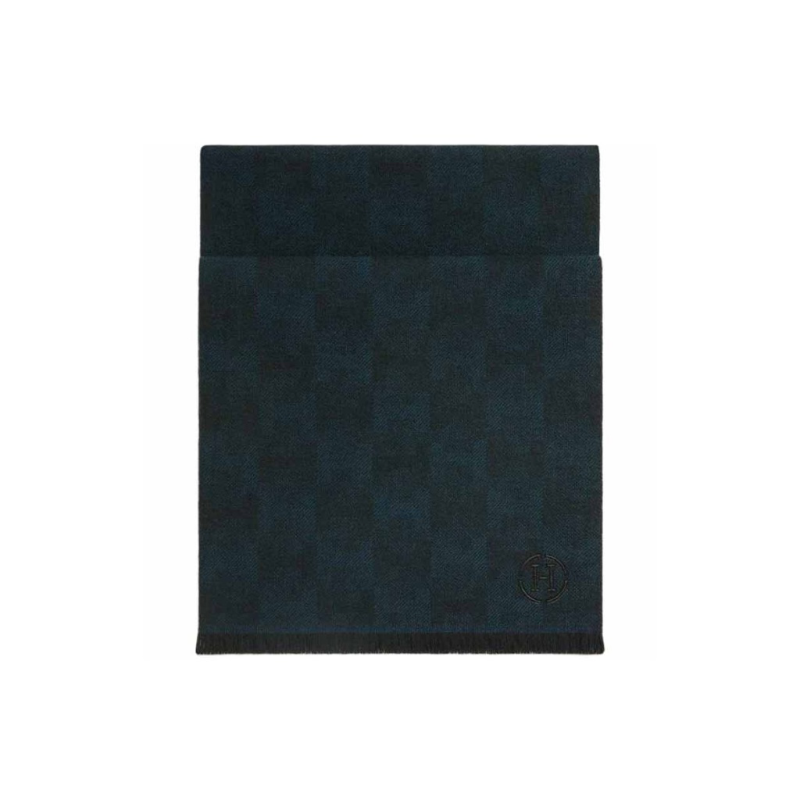 HERMES Knit Scarves Men's Ocean/Black