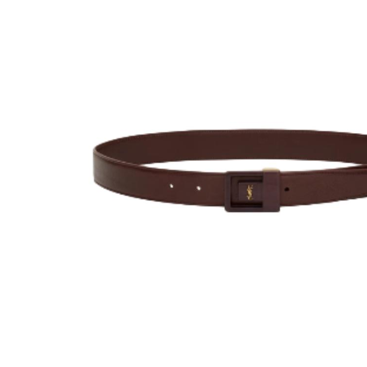 SAINT LAURENT Cow Leather Belts Women's Red Width 3CM