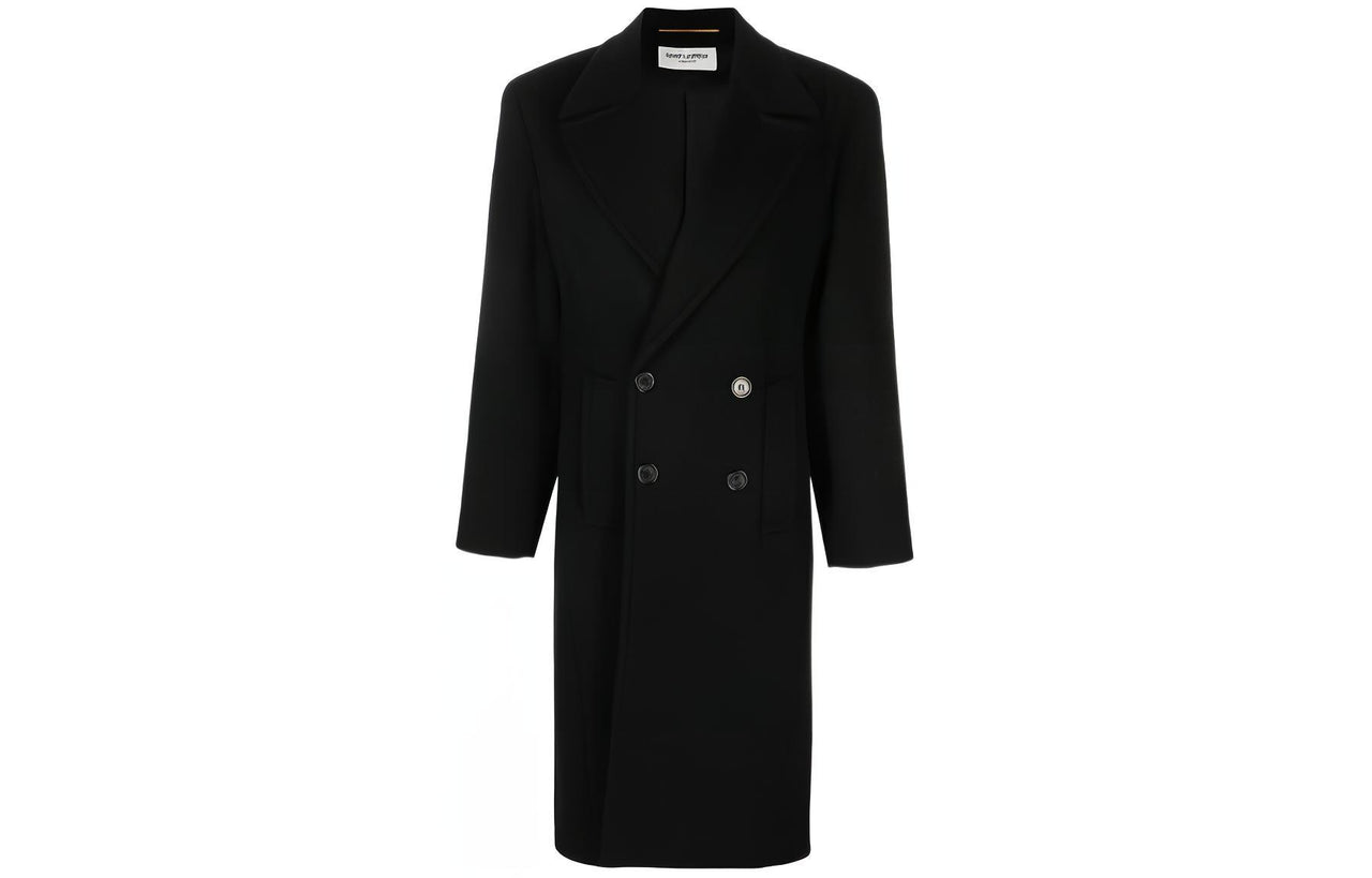 SAINT LAURENT Double-Breasted Long-Sleeved Coat