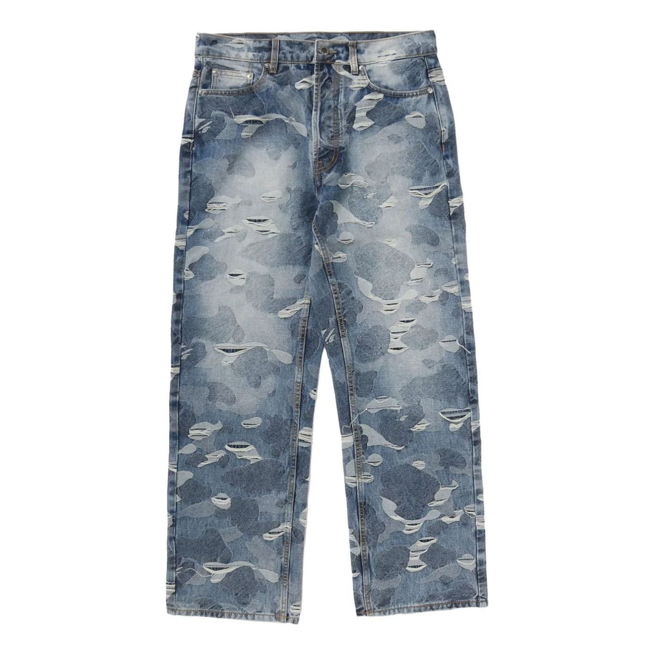 A Bathing Ape Solid Camo Jacquard Denim Pants 'Blue' 0ZXJNM301501RBLX