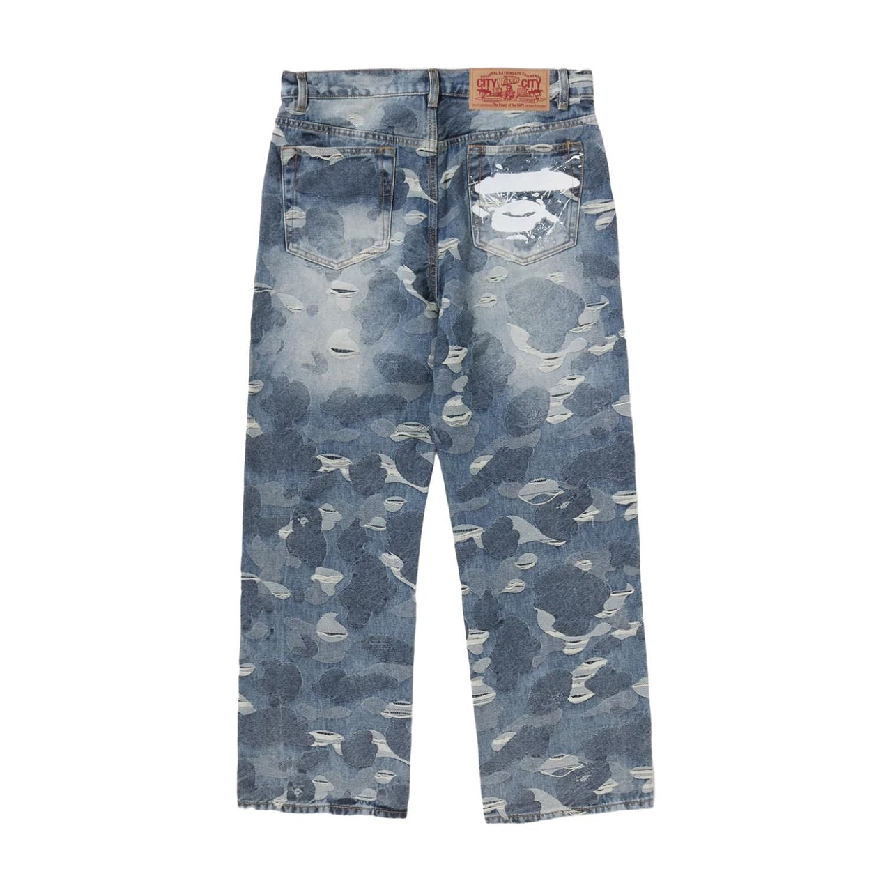 A Bathing Ape Solid Camo Jacquard Denim Pants 'Blue' 0ZXJNM301501RBLX