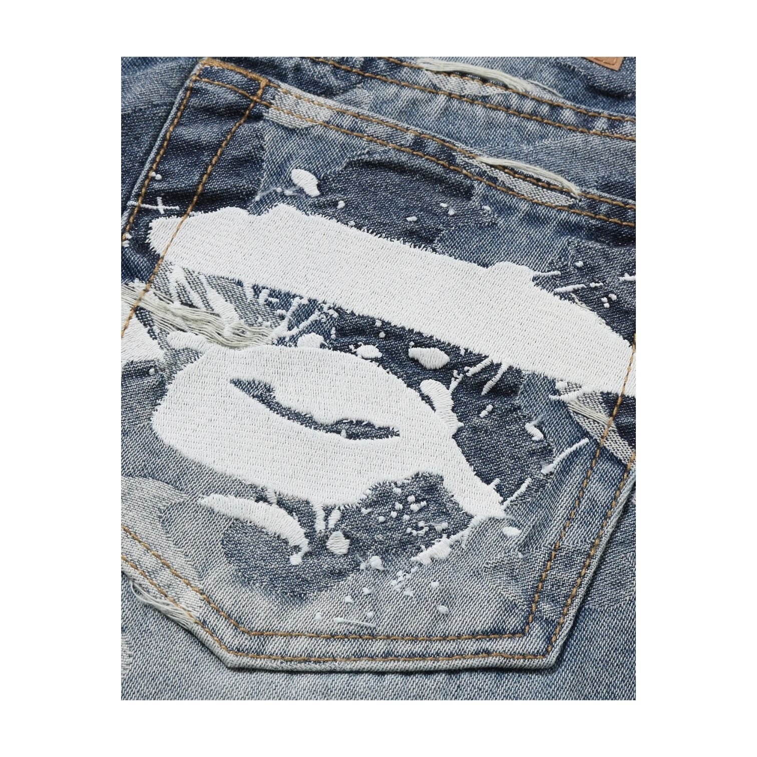 A Bathing Ape Solid Camo Jacquard Denim Pants 'Blue' 0ZXJNM301501RBLX
