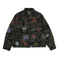 A Bathing Ape Hybrid Camo Multi Badge Jacket 'Green' 0ZXLJM313401RGRD