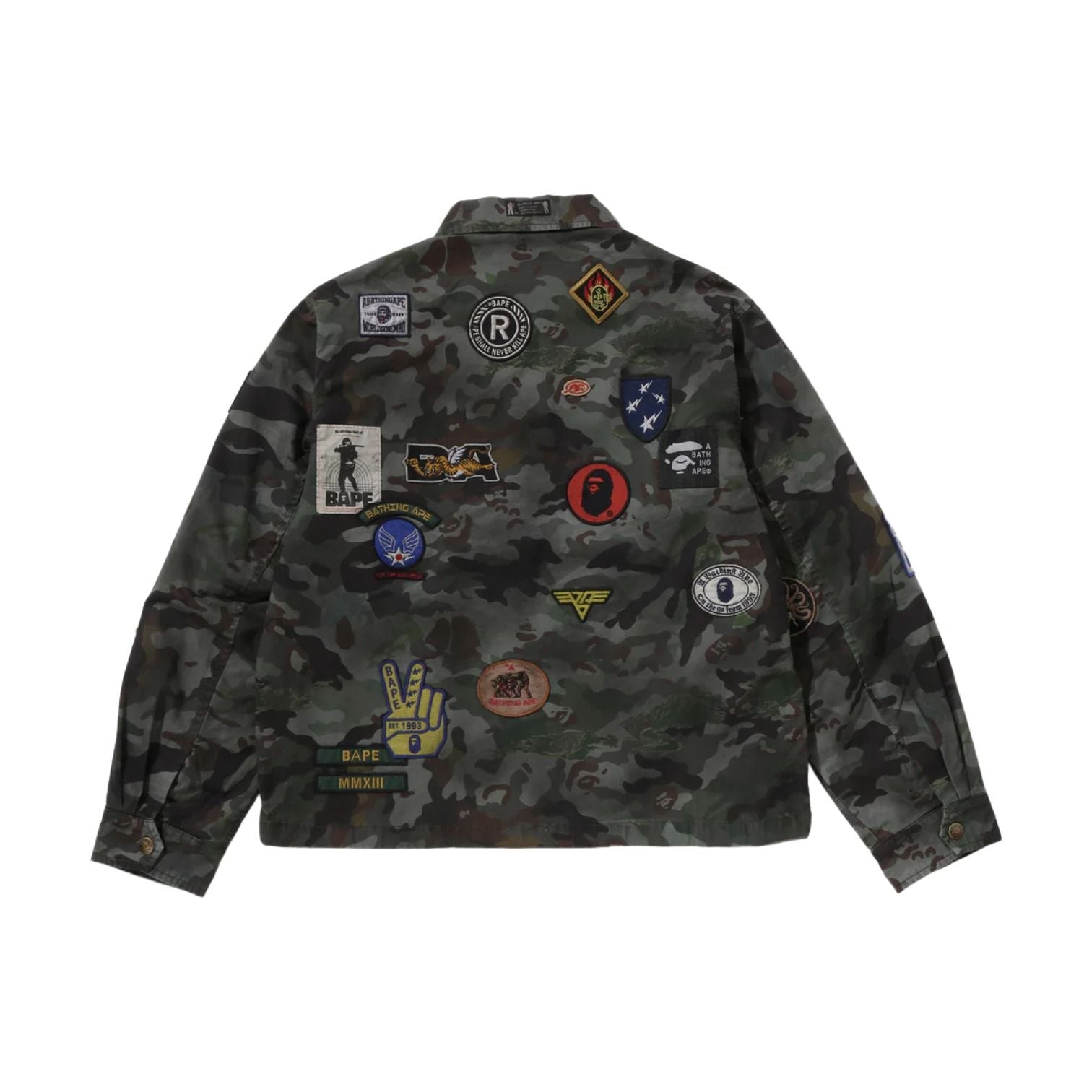 A Bathing Ape Hybrid Camo Multi Badge Jacket 'Green' 0ZXLJM313401RGRD