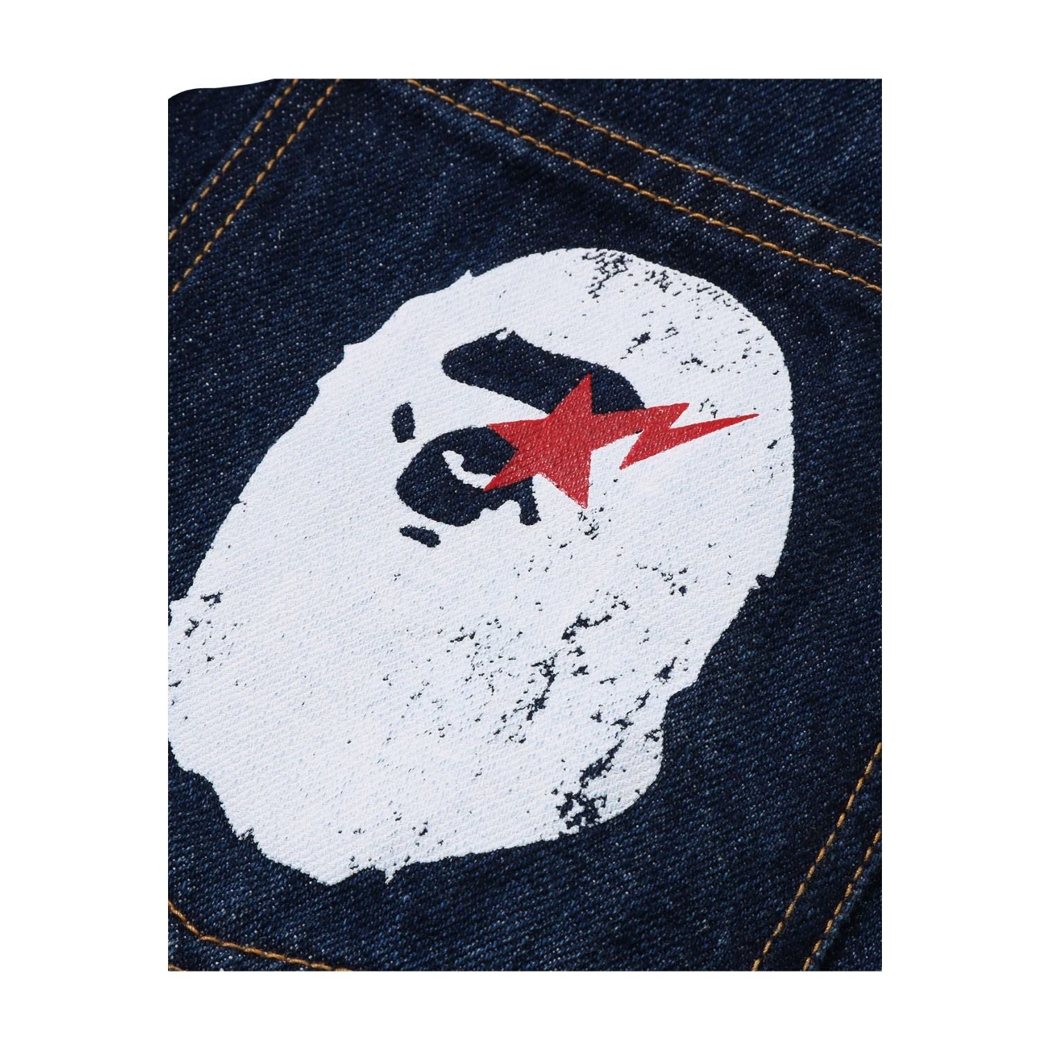 A Bathing Ape Ape Head Denim Jacket 'Navy' 0ZXLJMX00140QNYX