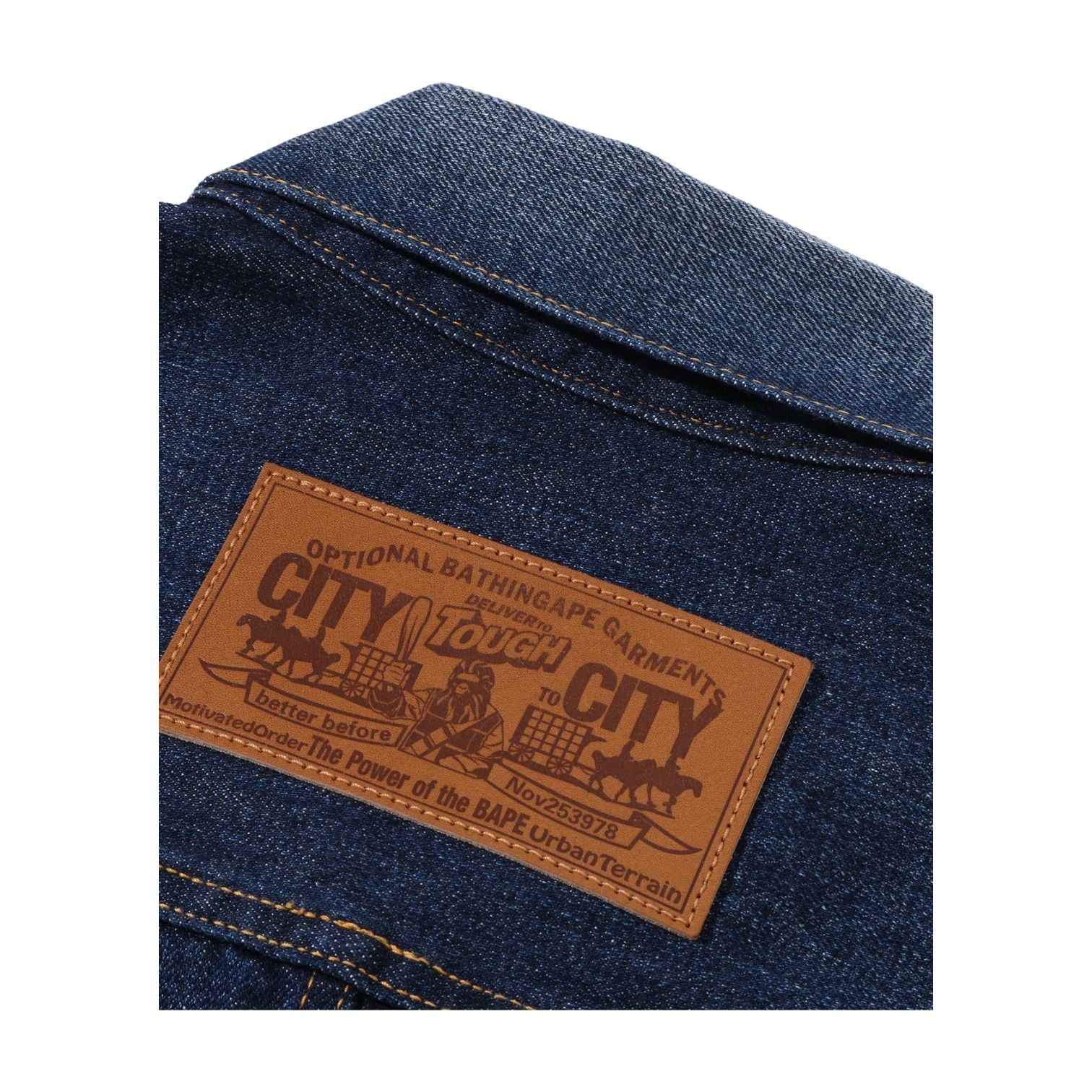 A Bathing Ape Ape Head Denim Jacket 'Navy' 0ZXLJMX00140QNYX