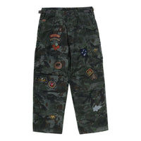 A Bathing Ape Hybrid Camo Multi Badge Cargo Pants 'Green' 0ZXPTM311521RGRD