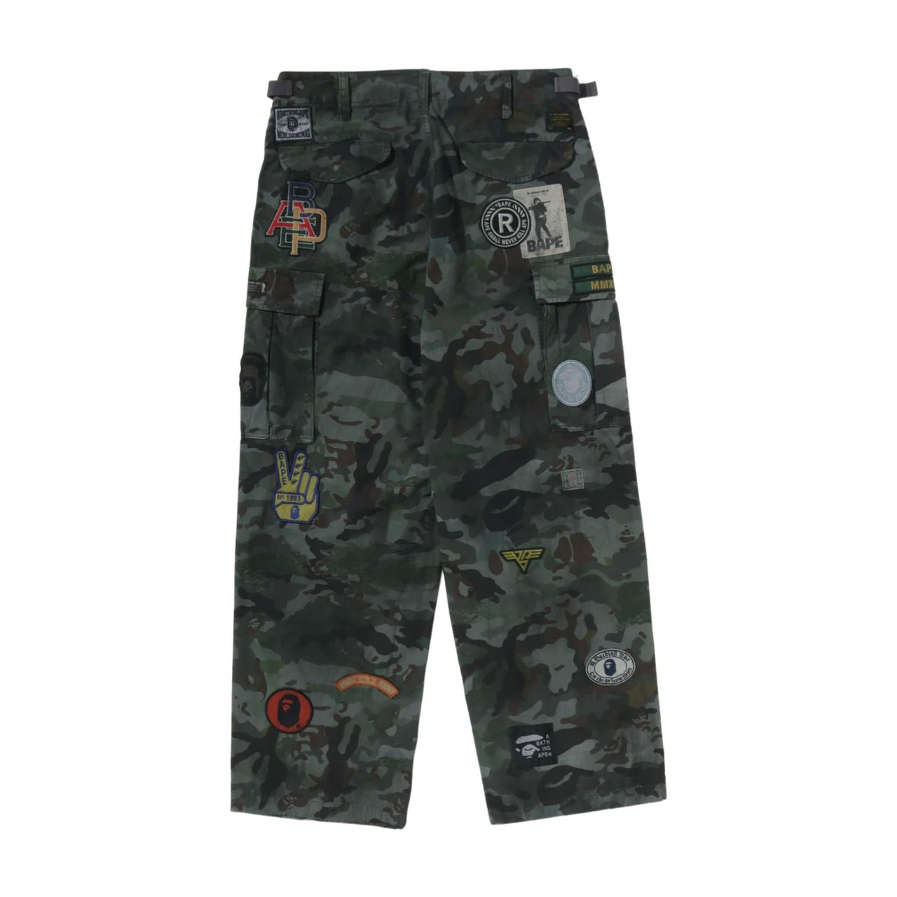 A Bathing Ape Hybrid Camo Multi Badge Cargo Pants 'Green' 0ZXPTM311521RGRD