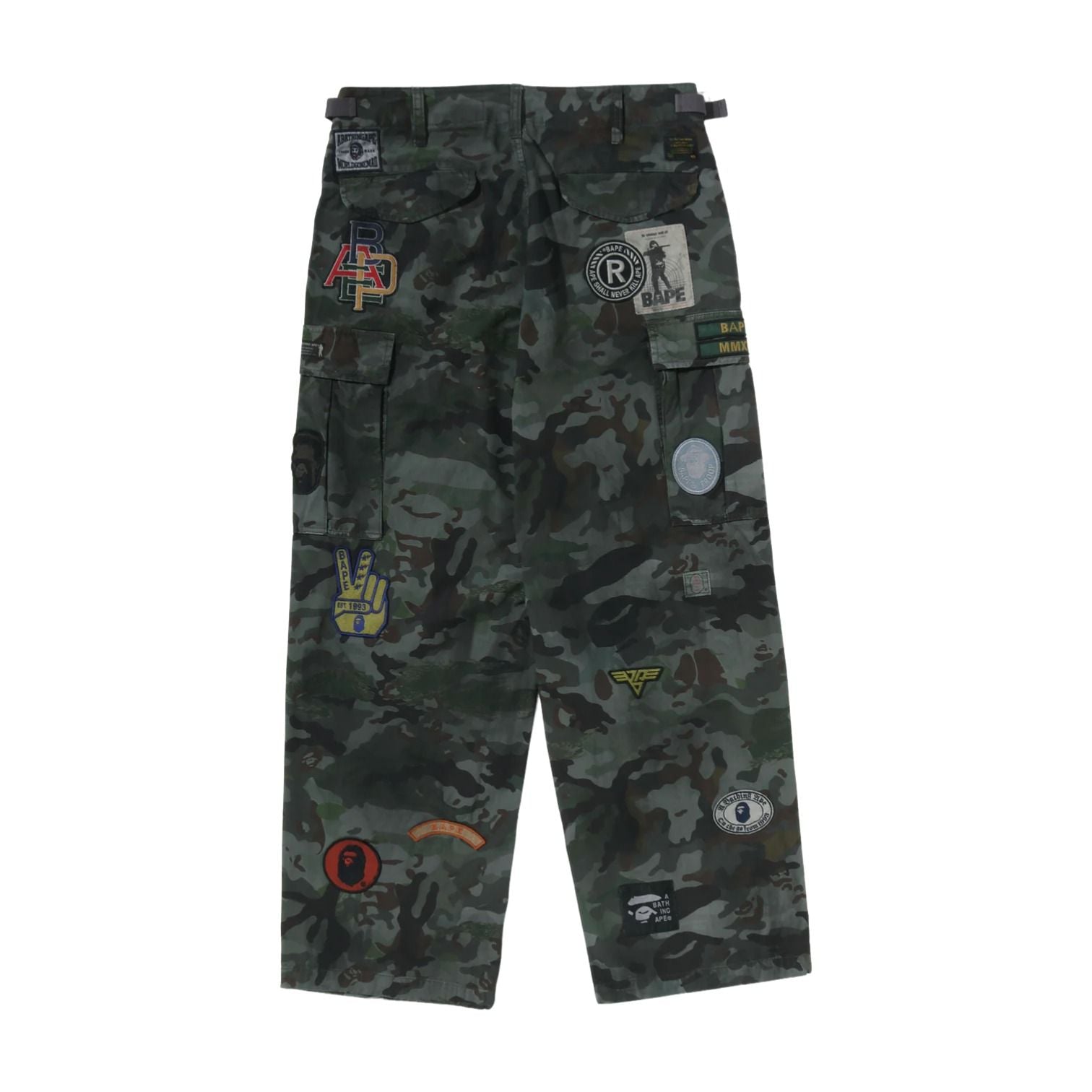 A Bathing Ape Hybrid Camo Multi Badge Cargo Pants 'Green' 0ZXPTM311521RGRD