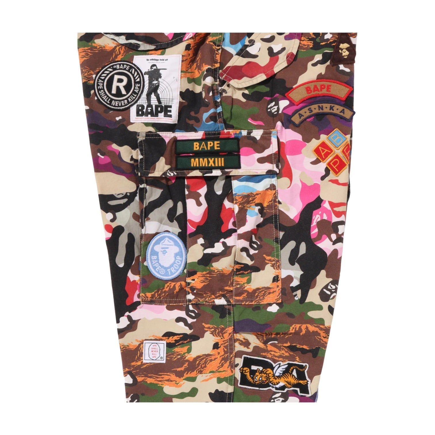 A Bathing Ape Hybrid Camo Multi Badge Cargo Pants 'Multicolor' 0ZXPTM311521RMLX
