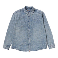 A Bathing Ape One Point Line Camo Jacquard Denim Ls Shirt 'Blue' 0ZXSTM302311RBLX
