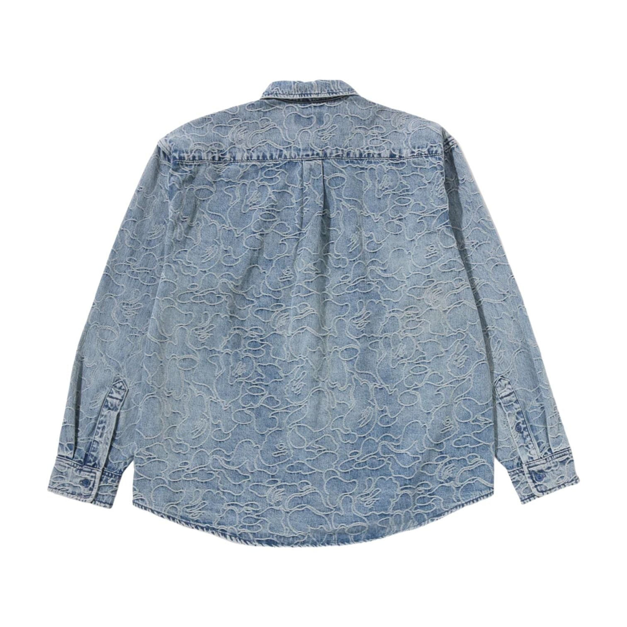 A Bathing Ape One Point Line Camo Jacquard Denim Ls Shirt 'Blue' 0ZXSTM302311RBLX