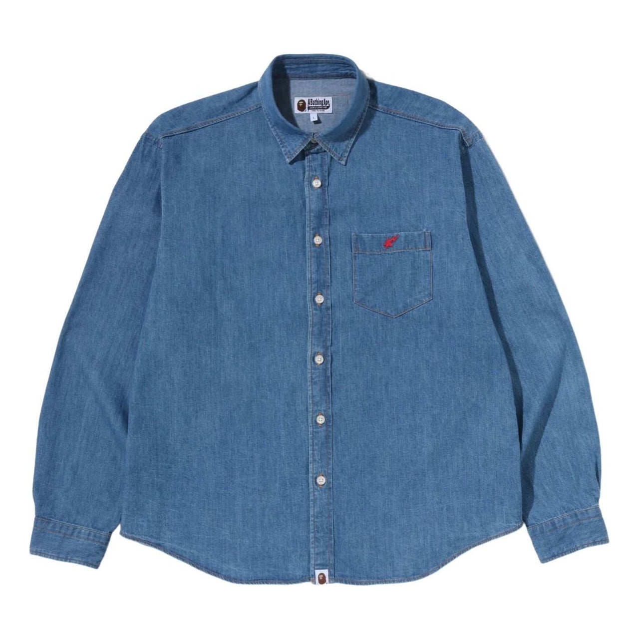 A Bathing Ape Ape Head Relaxed Fit Denim Shirts 'Blue' 0ZXSTMX00231QBLX