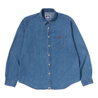 A Bathing Ape Ape Head Relaxed Fit Denim Shirts 'Blue' 0ZXSTMX00231QBLX