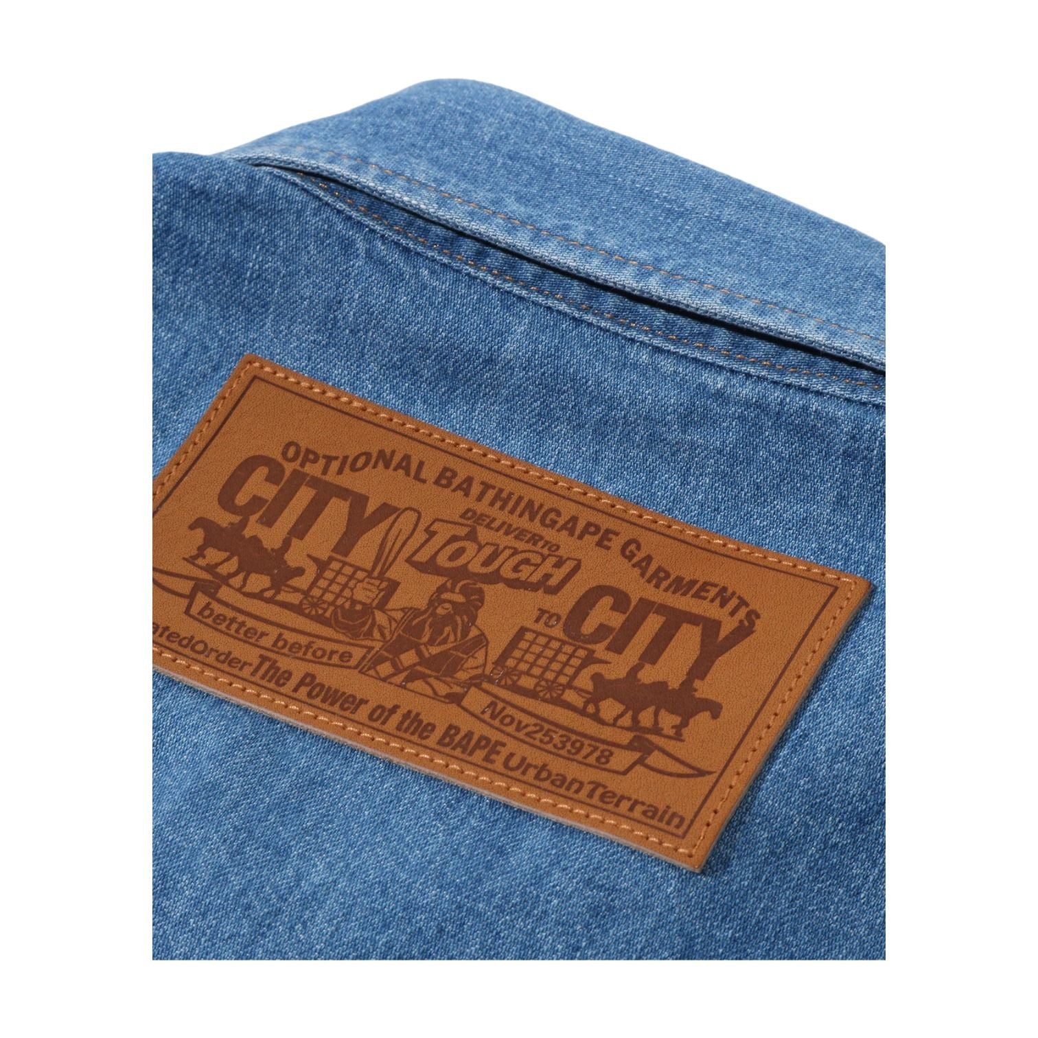A Bathing Ape Ape Head Relaxed Fit Denim Shirts 'Blue' 0ZXSTMX00231QBLX