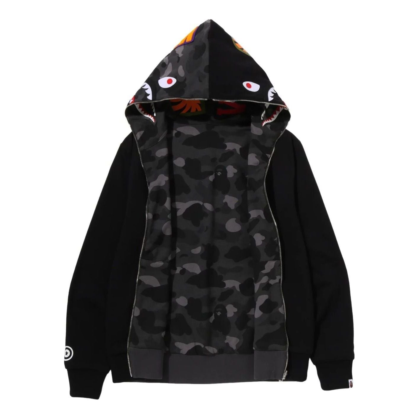 A Bathing Ape Color Camo Reversible Shark Full Zip Hoodie 'Black' 0ZXSWM004151QBKX