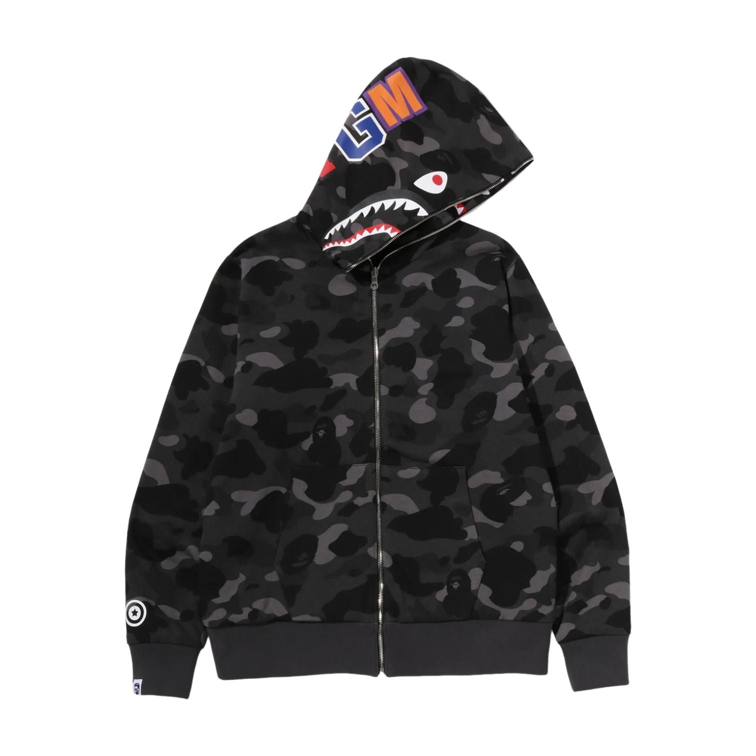 A Bathing Ape Color Camo Reversible Shark Full Zip Hoodie 'Black' 0ZXSWM004151QBKX