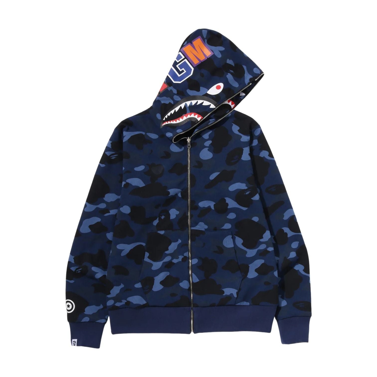 A Bathing Ape Color Camo Reversible Shark Full Zip Hoodie 'Navy' 0ZXSWM004151QNYX