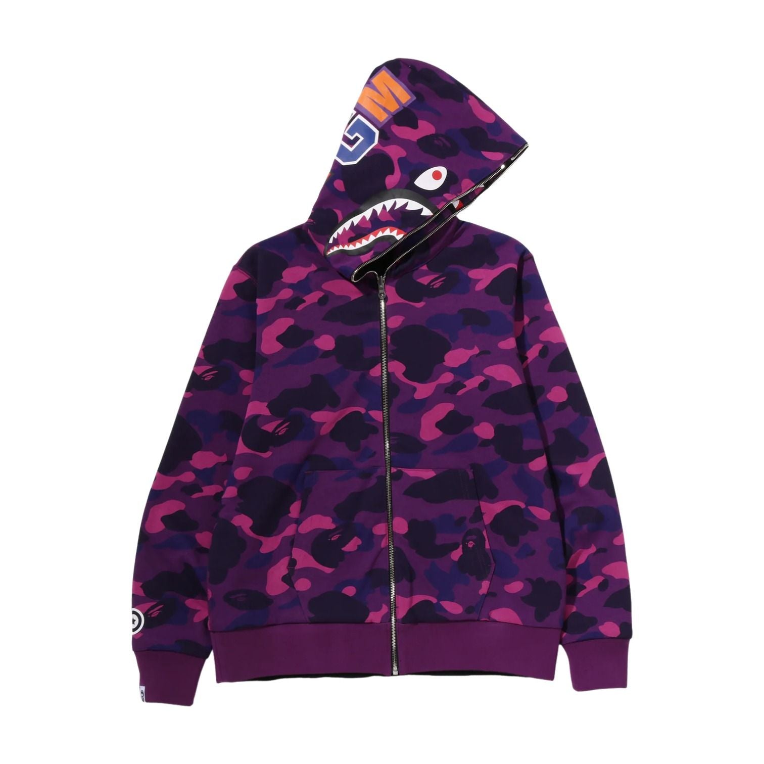 A Bathing Ape Color Camo Reversible Shark Full Zip Hoodie 'Purple' 0ZXSWM004151QPPX