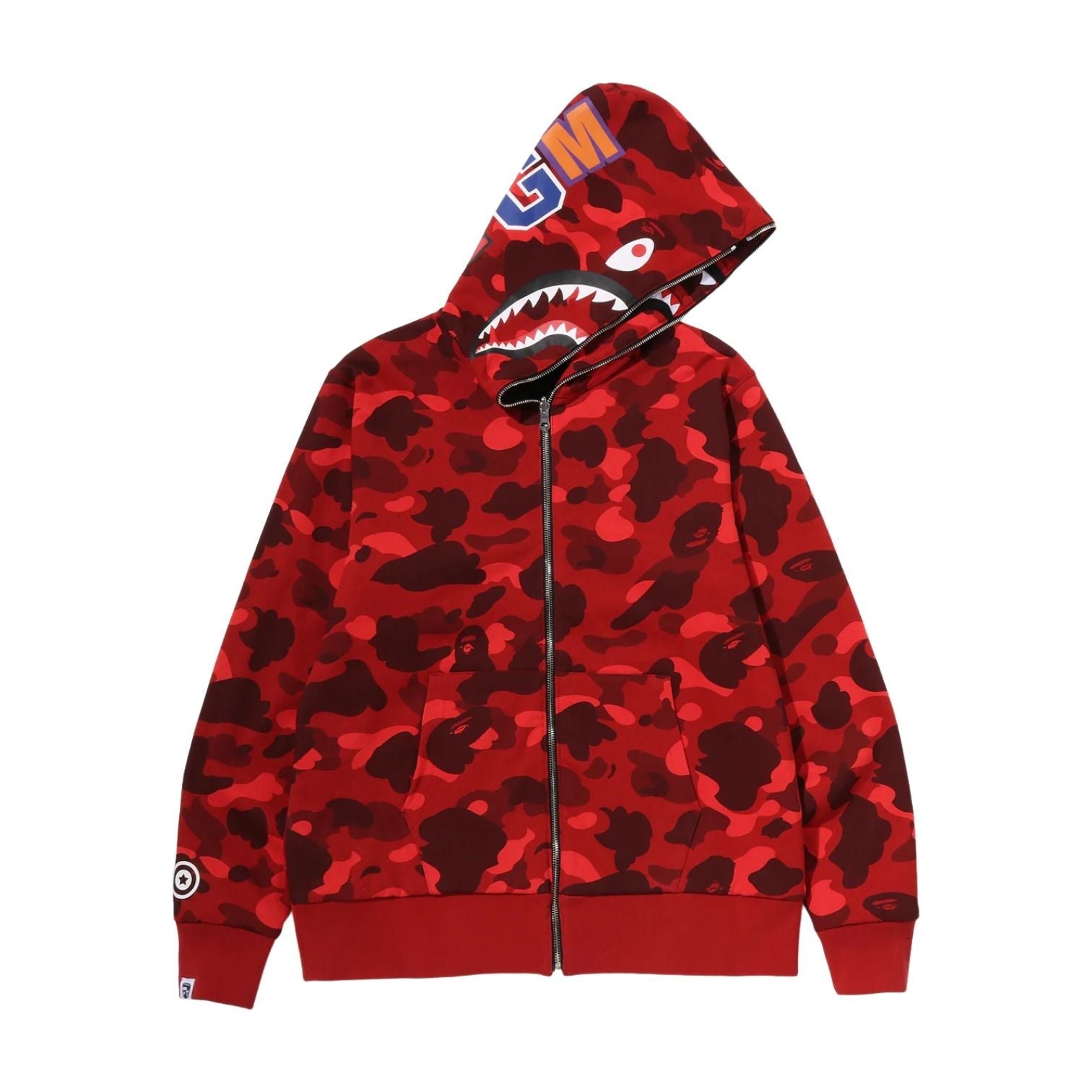 A Bathing Ape Color Camo Reversible Shark Full Zip Hoodie 'Red' 0ZXSWM004151QRDX