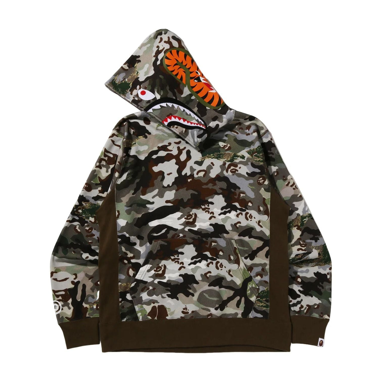 A Bathing Ape Hybrid Camo Shark Pullover Hoodie 'Green' 0ZXSWM012141RGRD
