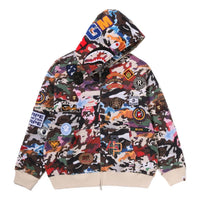 A Bathing Ape Hybrid Camo Multi Badge Shark Relaxed Fit Full Zip Hoodie 'Multicolor' 0ZXSWM324151RMLX