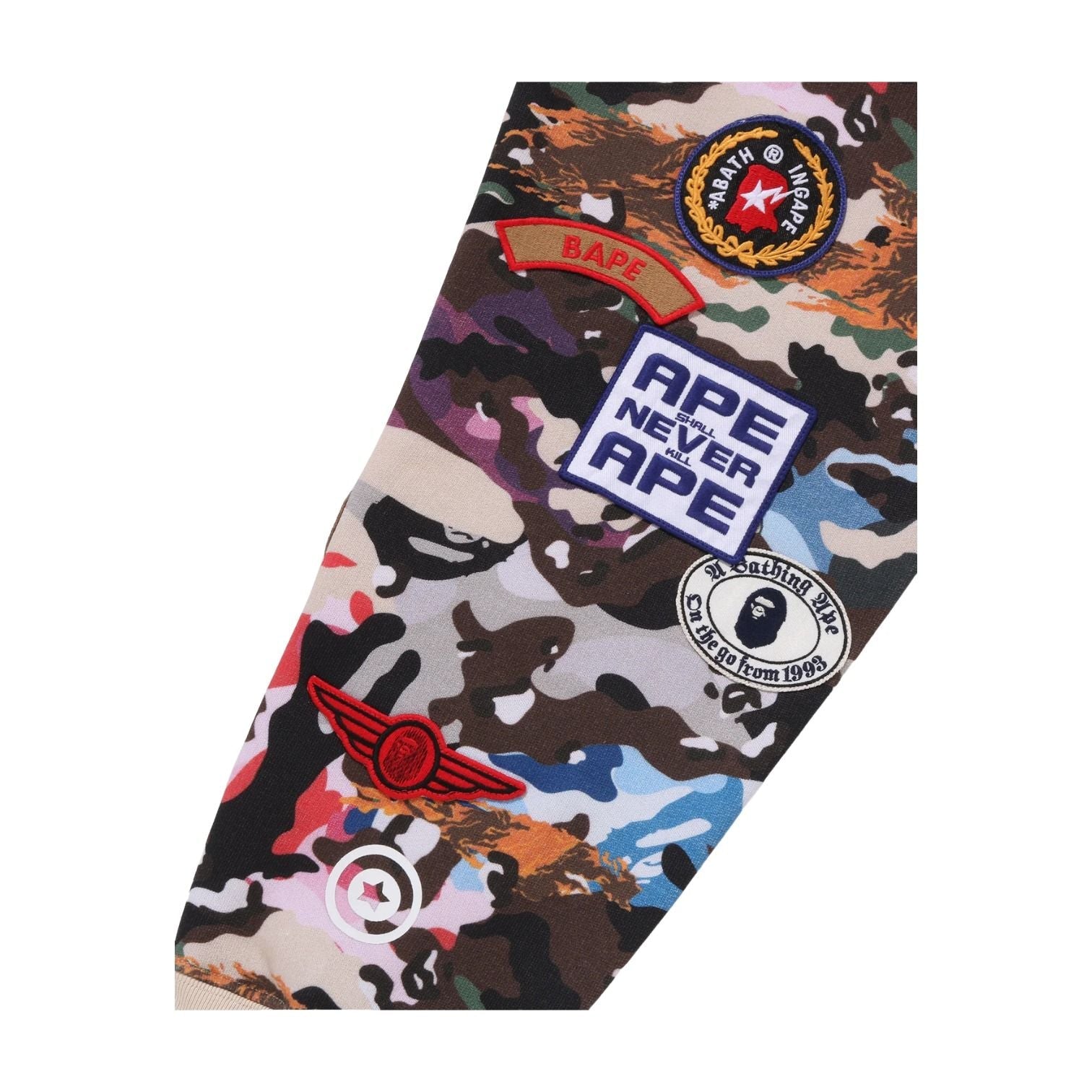 A Bathing Ape Hybrid Camo Multi Badge Shark Relaxed Fit Full Zip Hoodie 'Multicolor' 0ZXSWM324151RMLX
