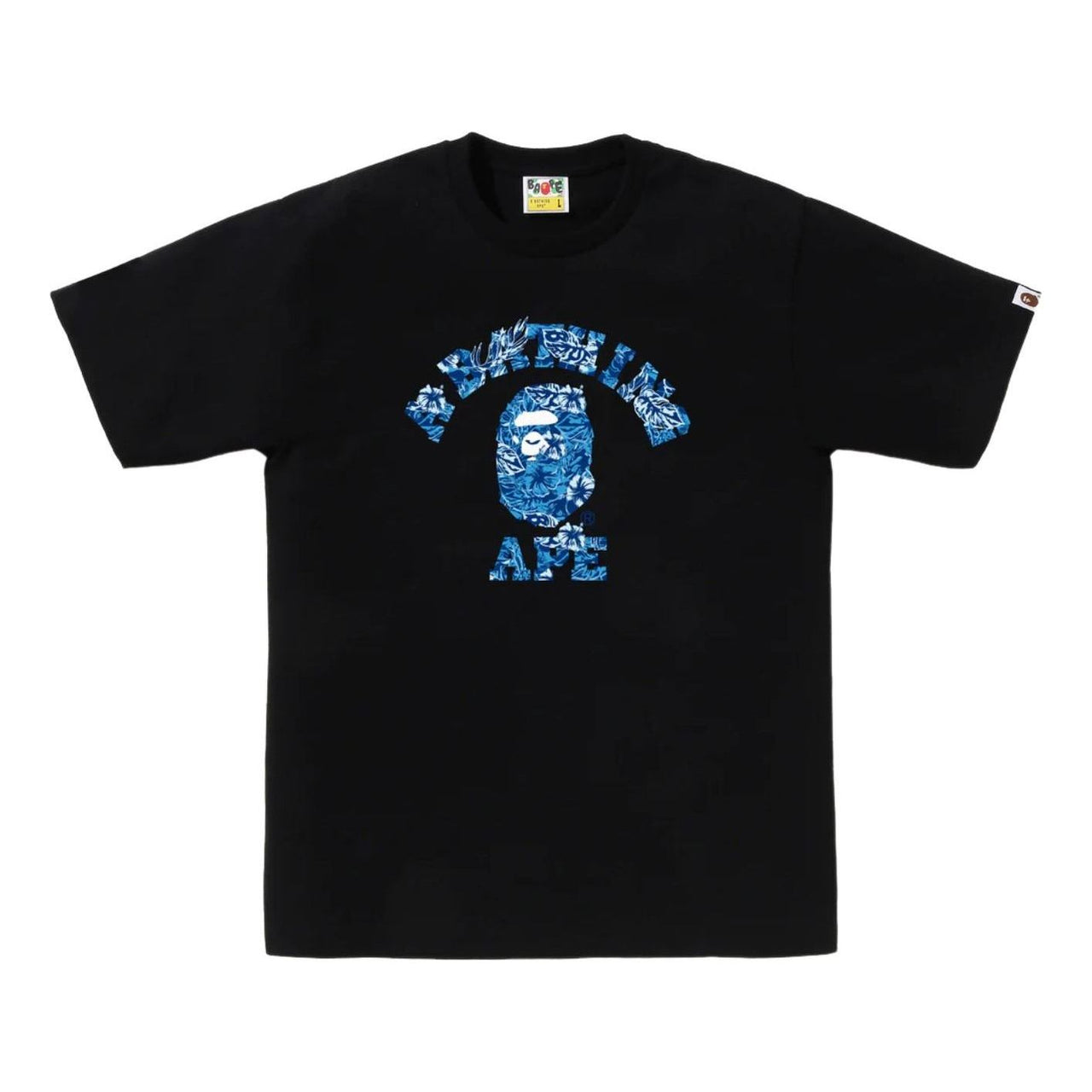 A Bathing Ape Palm Resort Camo College T-Shirt 'Black Blue' 0ZXTEM044101QBKK