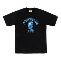 A Bathing Ape Palm Resort Camo College T-Shirt 'Black Blue' 0ZXTEM044101QBKK
