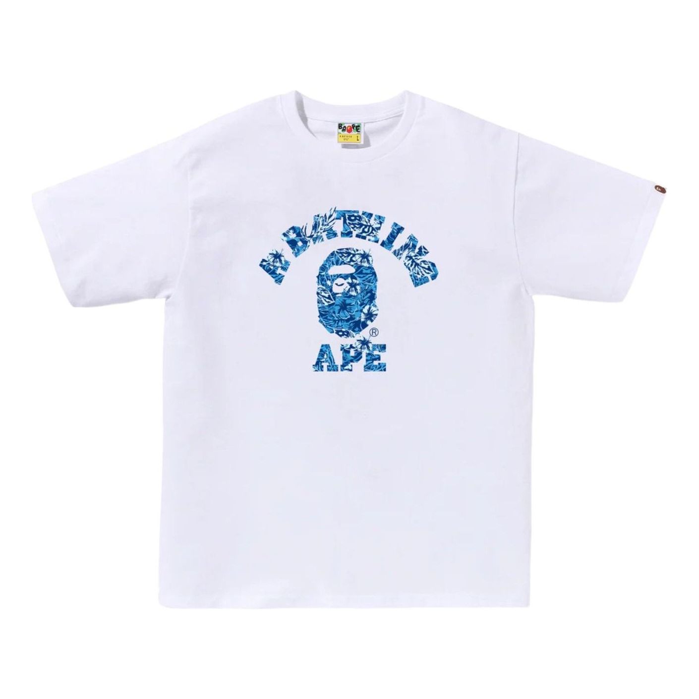 A Bathing Ape Palm Resort Camo College T-Shirt 'White Blue' 0ZXTEM044101QWHK