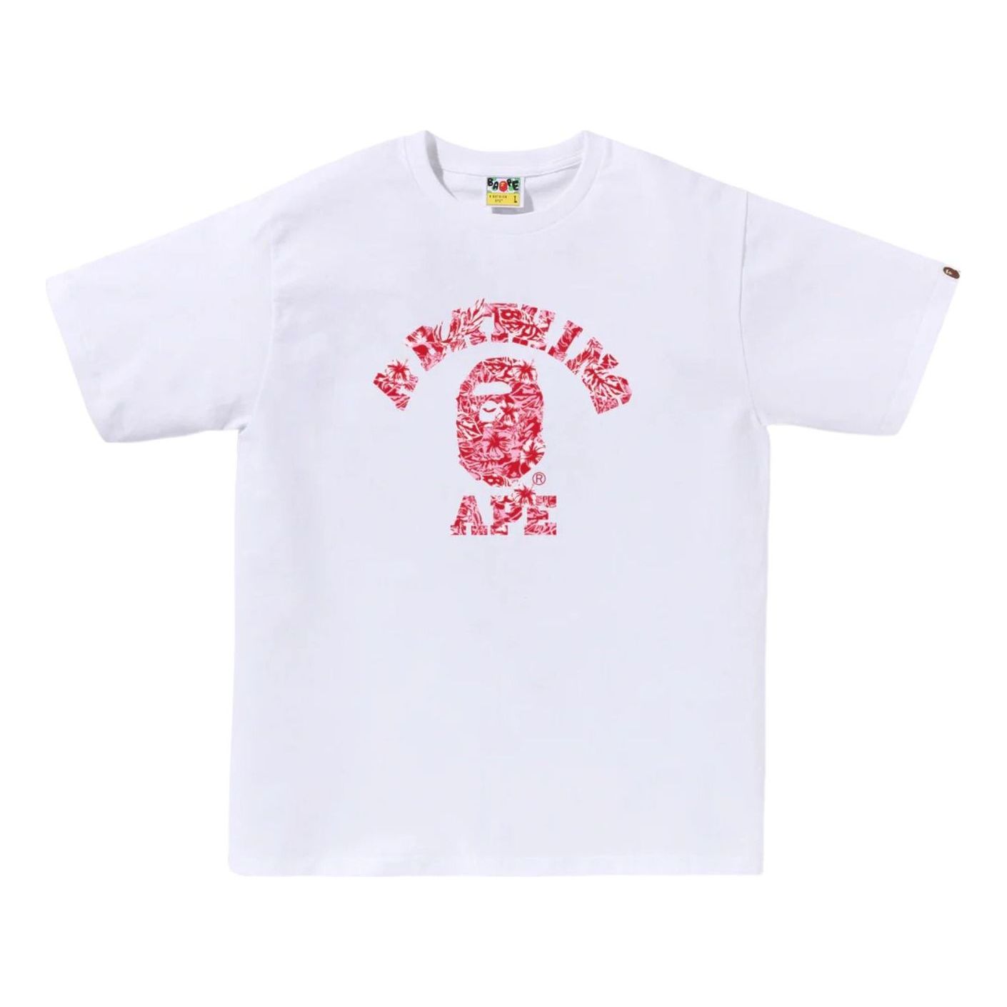 A Bathing Ape Palm Resort Camo College T-Shirt 'White Pink' 0ZXTEM044101QWHT