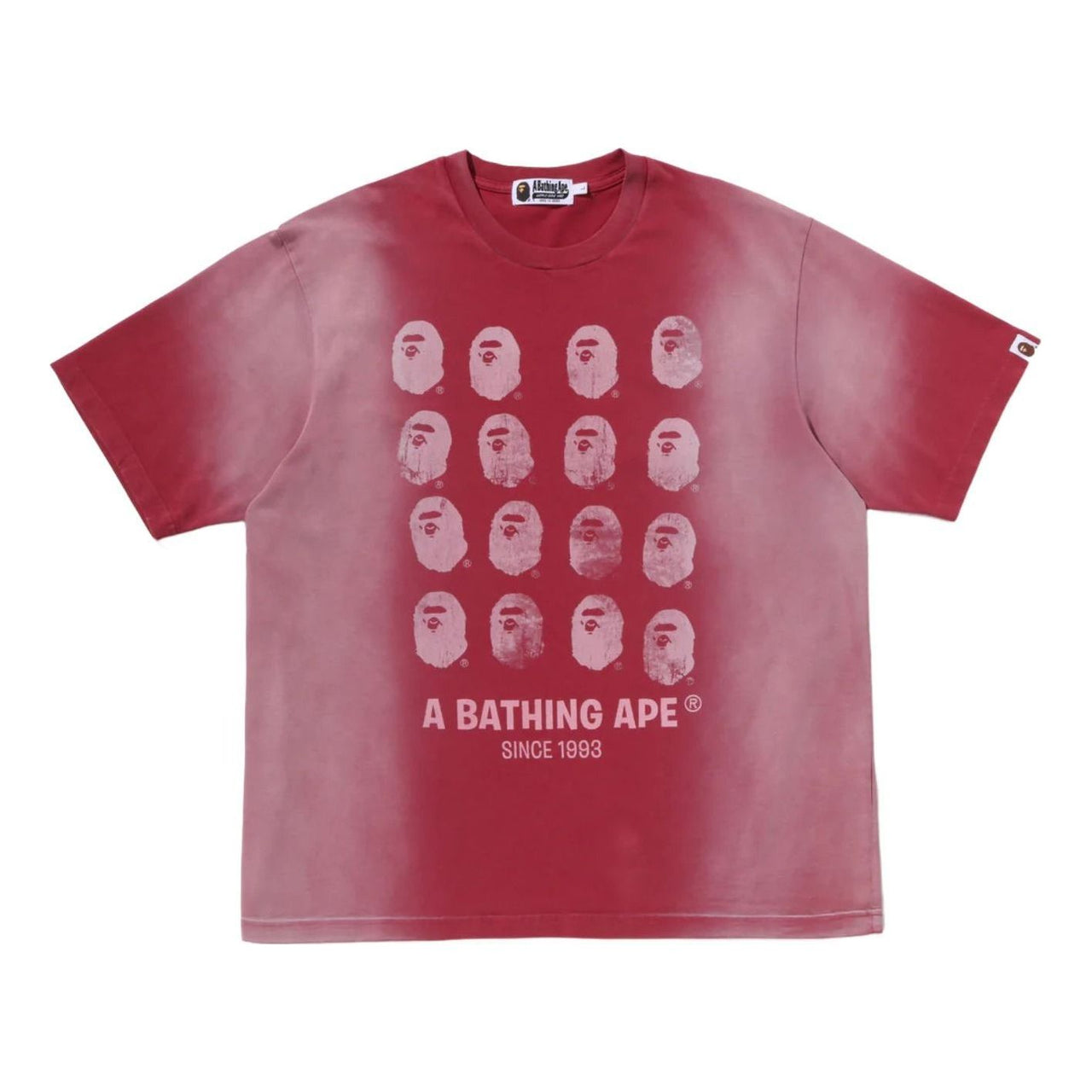A Bathing Ape Bleeched Multi Ape Head Logo Relaxed Fit T-Shirt 'Red' 0ZXTEM317091RBDX