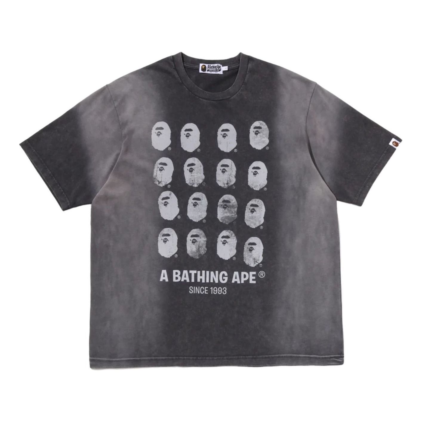 A Bathing Ape Bleeched Multi Ape Head Logo Relaxed Fit T-Shirt 'Black' 0ZXTEM317091RCCX