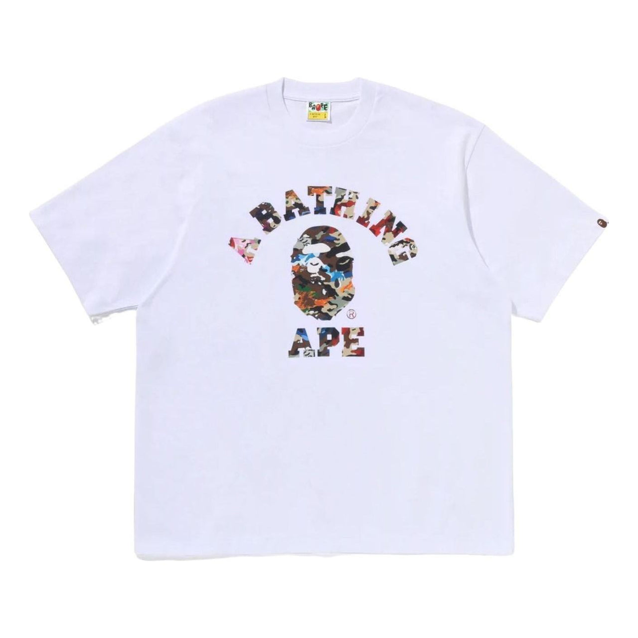 A Bathing Ape Hybrid Camo College Relaxed Fit T-Shirt 'White' 0ZXTEM319101RWHX