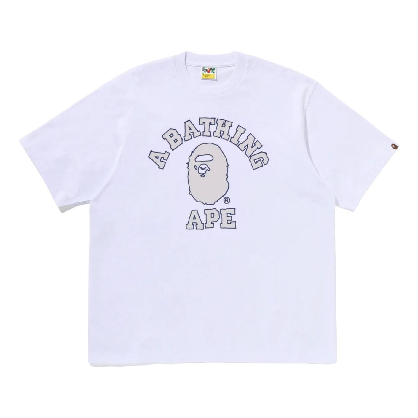 A Bathing Ape Hand Drawn Outline College Relaxed Fit T-Shirt 'White' 0ZXTEM320101RWHX
