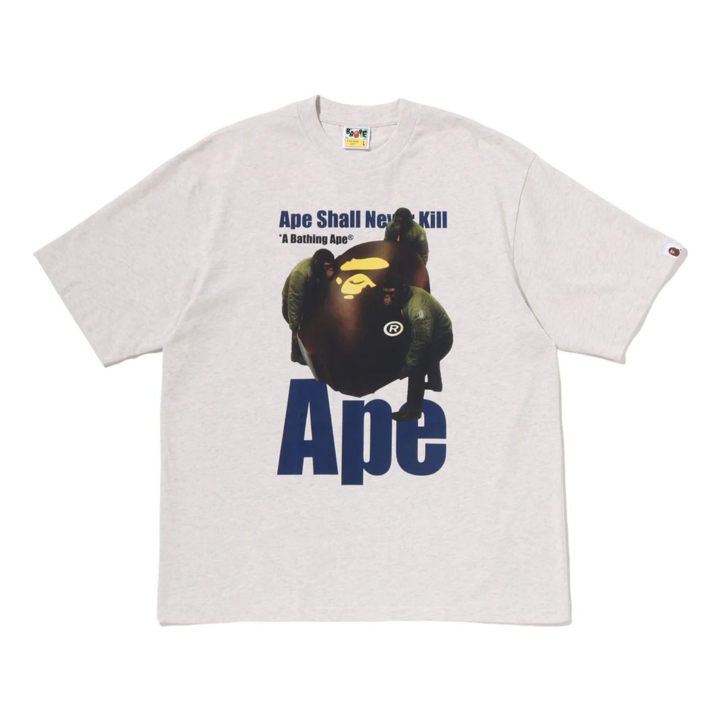 A Bathing Ape Ape Head Photo Print Relaxed Fit T-Shirt 'Grey' 0ZXTEM330101RGYX