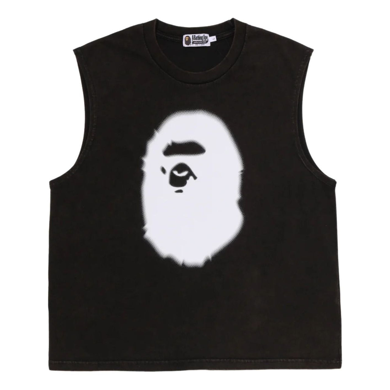 A Bathing Ape Heavy Wash Ape Head Cropped Fit Tank Top 'Black' 0ZXVTM303081QBKX