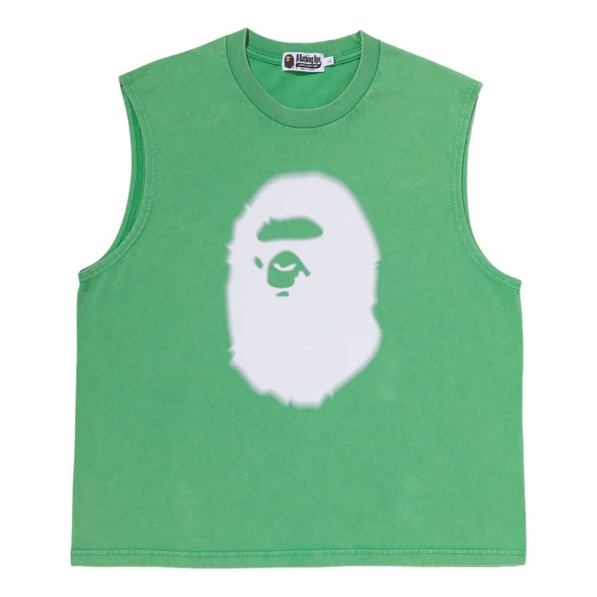 A Bathing Ape Heavy Wash Ape Head Cropped Fit Tank Top 'Green' 0ZXVTM303081QGRX