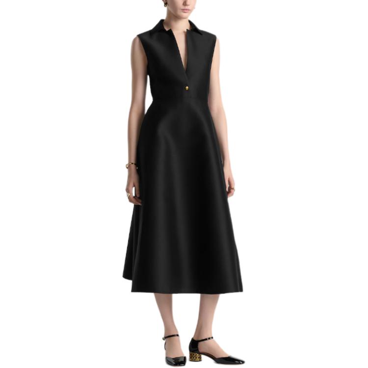 DIOR Belted Mid Length Dress Sleeveless Dress Women's Black