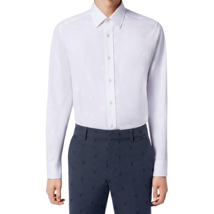 LOUIS VUITTON Lv Blason Printed Long-Sleeved Cotton Shirt