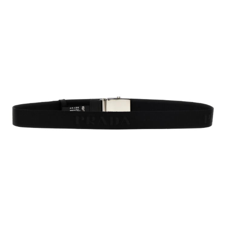 PRADA Polyamide Leather Belts Unisex Black Subject To Official Website