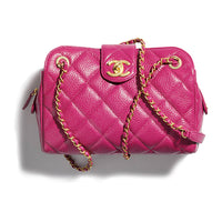 CHANEL Grained Shiny Calfskin Bowling Bag Shoulder Bag Crossbody Bag Women's Fuchsia
