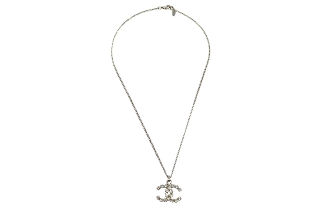 CHANEL 2000 Rhinestone embellished Logo Necklace
