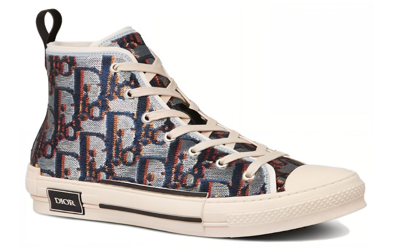 DIOR B23 High-Top Stylish Skateboarding Shoes Men's Blue Silver