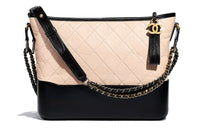 CHANEL Gabrielle Calfskin Handbag Shoulder Bag Crossbody Bag Large Size Women's Black/Beige