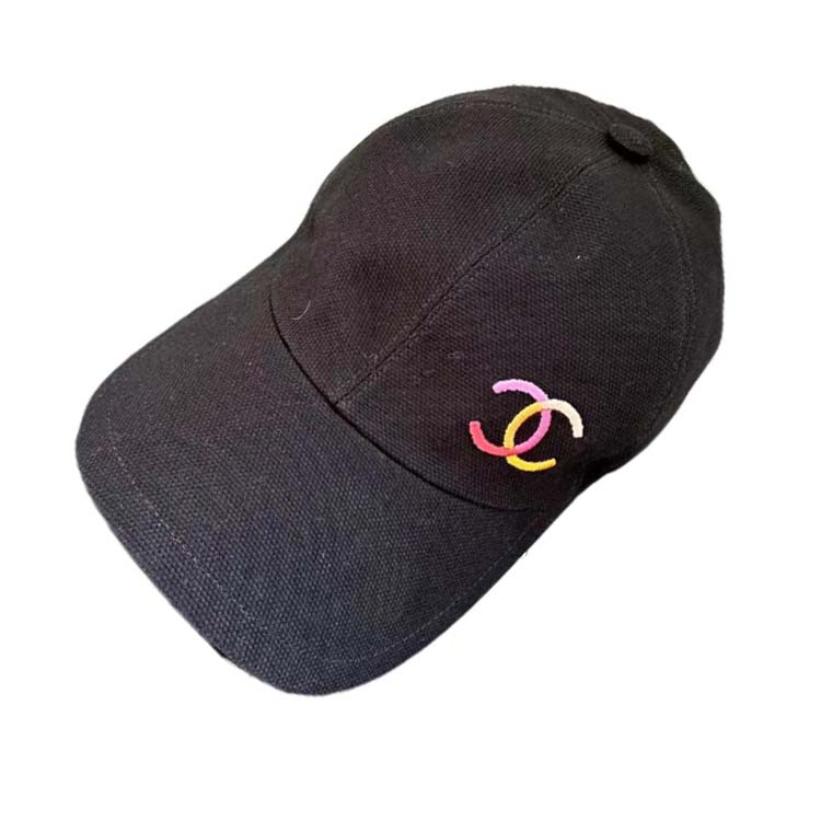 CHANEL Cotton Baseball Caps Women's Black