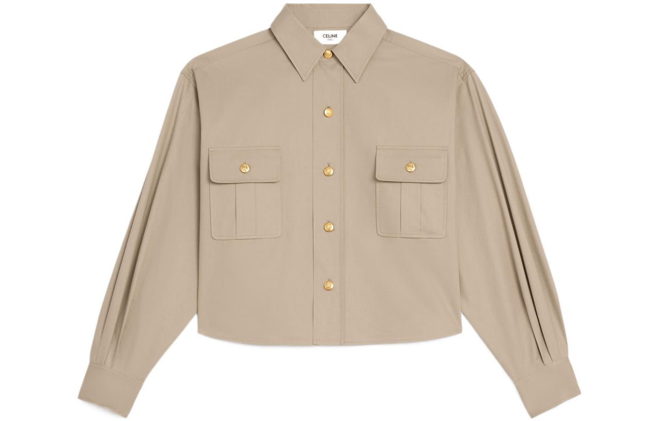 CELINE Crop Tops Women's Beige Brown